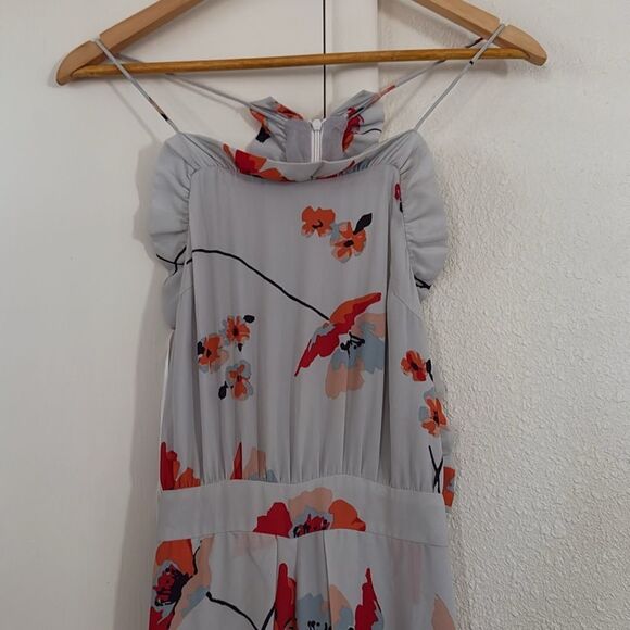 Anthropologie Paper Crown Ruffle Poppy White Water Floral Jumpsuit sz Small - Picture 10 of 16